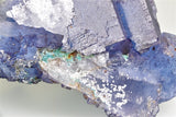 Fluorite with Malachite, Rosiclare Level, Main Ore Body, Denton Mine, Ozark-Mahoning Company, Harris Creek District, Southern Illinois, Mined Aug. 1994, Small Cabinet 5.0 cm x 5.0 cm x 8.5 cm, $2500. Online Feb. 28.