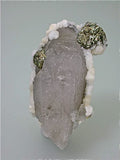 Calcite and Pyrite on Quartz, Trepca Complex, near Mitrovica, Kosovska Municipality, Kosovo, Mined 2014, Small Cabinet 4.5 x 4.5 x 8.5 cm, $75.  Online 4/6/15 SOLD