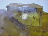 Fluorite with Barite Inclusion, Rosiclare Level attr:  Minerva #1 Mine, Minerva Oil Company, Cave-in-Rock District Southern Illinois, Mined c. 1960s, Dr. Perry & Anne Bynum Collection, Small Cabinet 5.0 x 6.0 x 7.5 cm, $200. Online 7/24. SOLD.