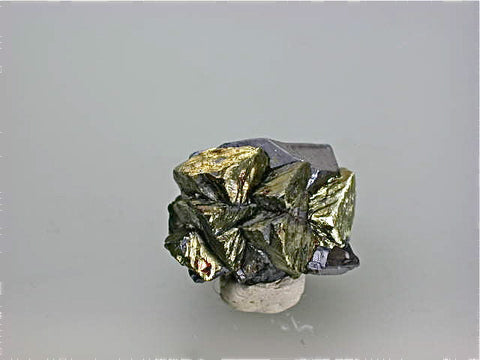 Chalcopyrite on Galena, Nikolaevskiy Mine attr, Dal'negorsk, Primorskiy Kray, Russia Miniature 1.7 x 2.5 x 2.5 cm $125. Online 8/26