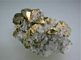 Chalcopyrite and Quartz, Kruchev dol Mine, Bulgaria Miniature 3 x 4 x 6.5 cm $125. SOLD.