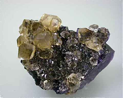 Calcite on Fluorite, Sub-Rosiclare Level, Bahama Pod, Denton Mine, Ozark-Mahoning Company, Harris Creek District, Southern Illinois Miniature 4 x 5 x 6.5 cm $375. Online 4/3 SOLD