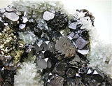 Galena and Sphalerite with Pyrite on Quartz, 9th of September Mine, Madan District, Smolyan Oblast, Bulgaria, Small Cabinet 2.5 x 8.0 x 8.7 cm, $250.  Online 6/6.