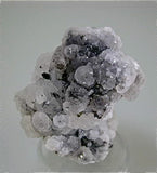 Calcite on Pyrite after Pyrrhotite with Arsenopyrite and Sphalerite, Trepca Complex near Mitrovica, Kosovska Municipality, Kosovo, Mined 2014, Miniature 3.5 X 5.0 X 5.0 cm, $125.  Online 8/19. SOLD.