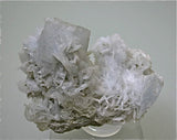 Barite on Calcite, attr: Minerva #1 Mine, Minerva Oil Company, Cave-in-Rock District, Southern Illinois, Mined c. late 1960s, Bynum Collection, Small Cabinet 3.5 x 4.0 x 6.0 cm, $100. SOLD