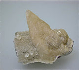 Calcite on Fluorite, attr: Spivey Mine, Minerva Oil Company, Hardin County Southern Illinois, Mined c.early 1970s, Bynum Collection, Small Cabinet 4.0 x 4.0 x 6.0 cm, $65.  Online 8/20 SOLD