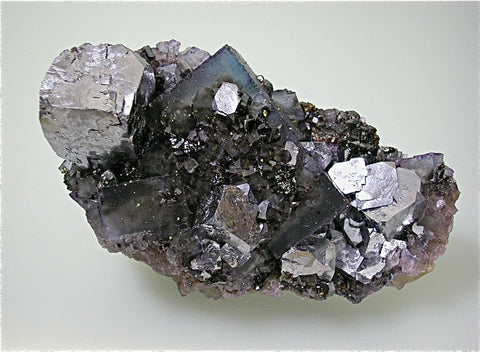 Fluorite and Galena with Sphalerite, Denton Mine, Ozark-Mahoning Company, Harris Creek District Southern Illinois, Mined c. late 1980s, Roy Smith Collection M1794, Medium Cabinet 5.0 x 8.0 x 13.0 cm,  $2400.  Online 11/19/14.  SOLD.